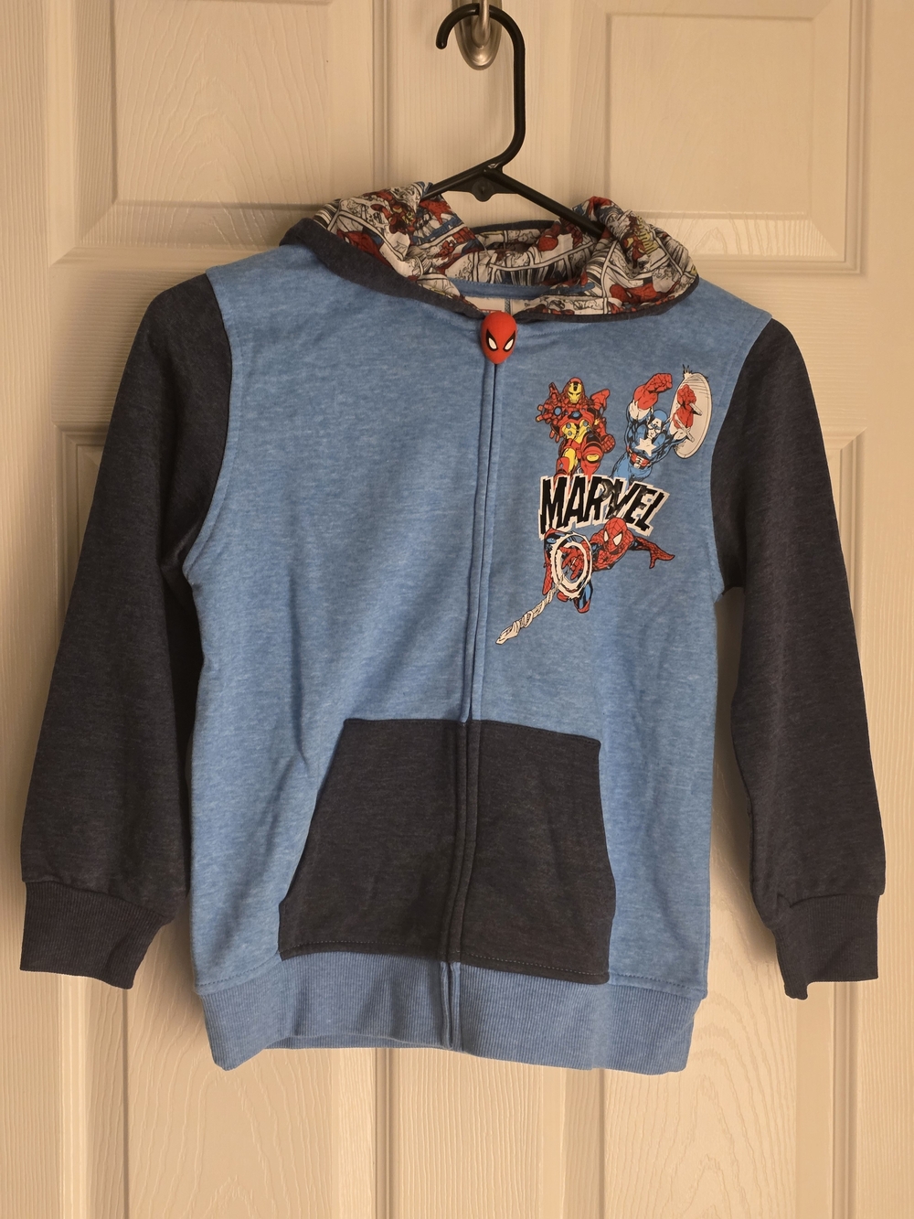 Marvel Boys' Light Blue & Navy Comic-Print Zip Hoodie - Boys 8